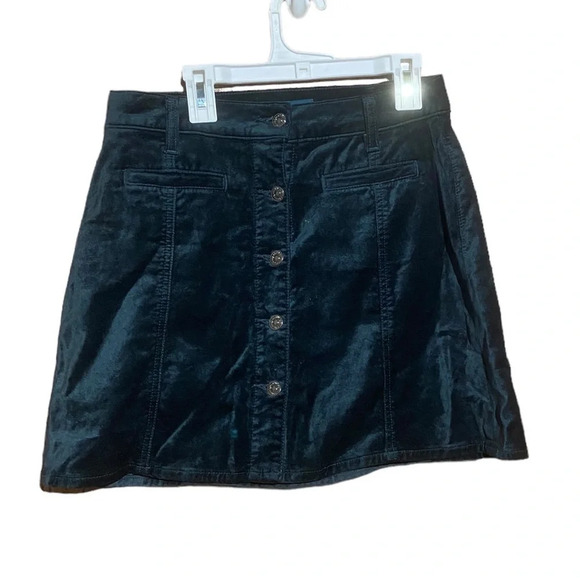 7 For All‎ Mankind Green Mini Button Up Skirt With Pockets Size 26 - Picture 1 of 8